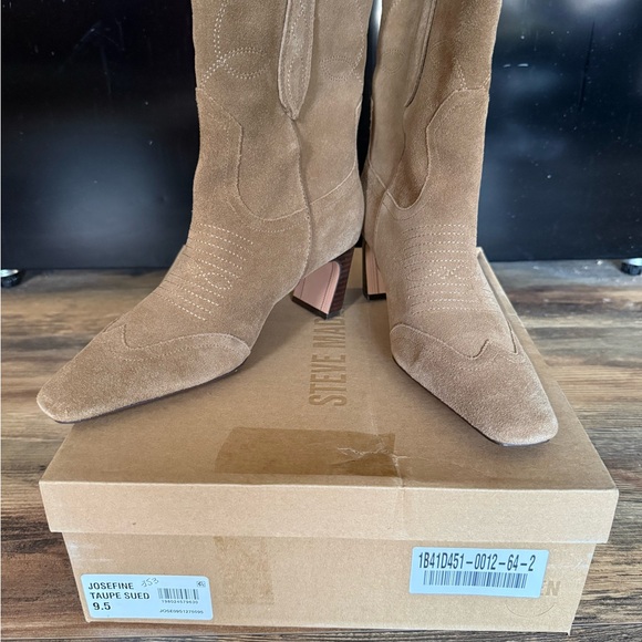 Steve Madden Josefine Taupe Suede Boots - Picture 2 of 7